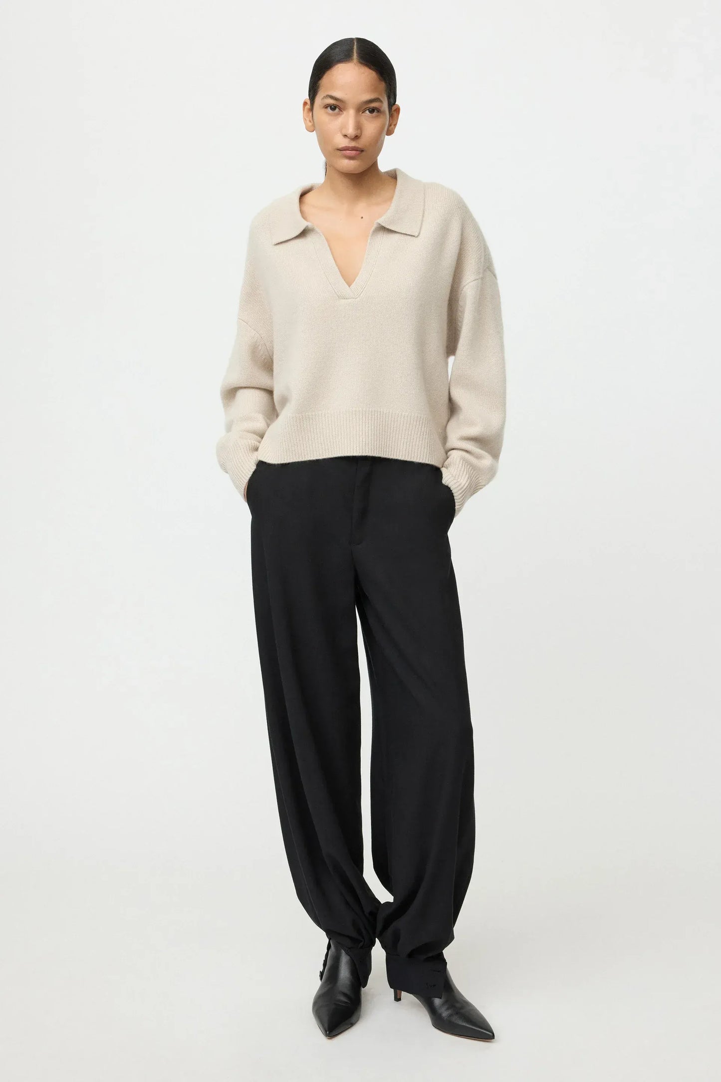 Pullover Relaxed Fit Polo Shirt in Chalk