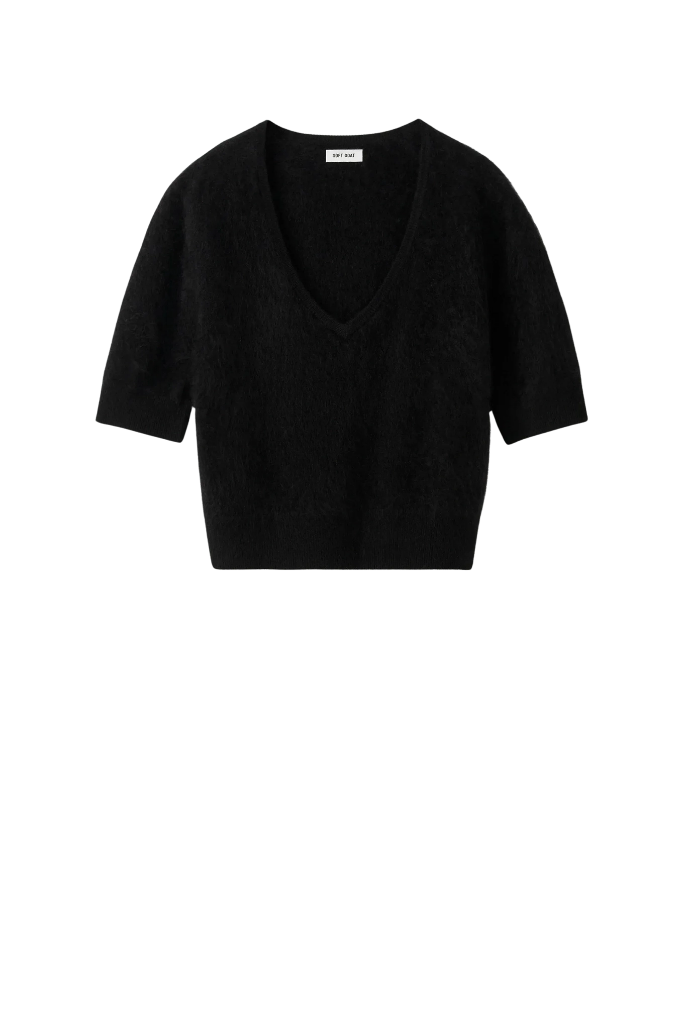Shirt Brushed V-Neck in Black