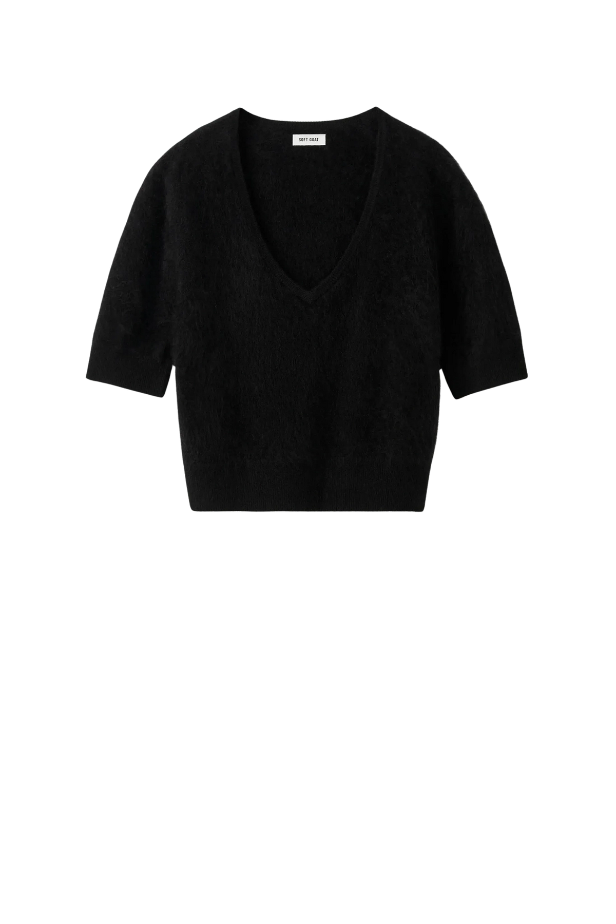 Shirt Brushed V-Neck in Black