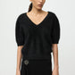 Shirt Brushed V-Neck in Black
