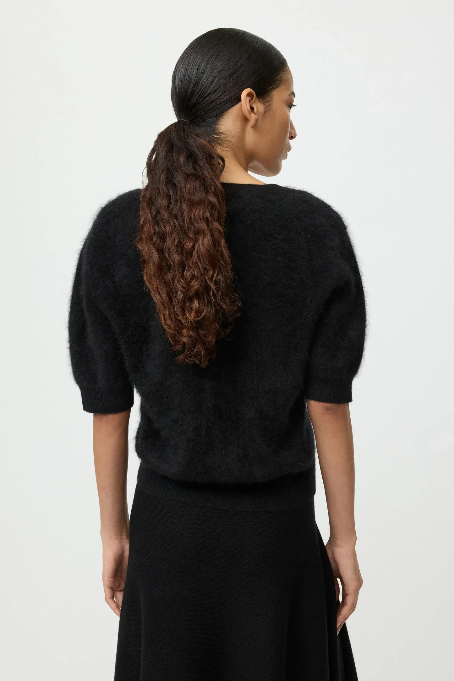 Shirt Brushed V-Neck in Black