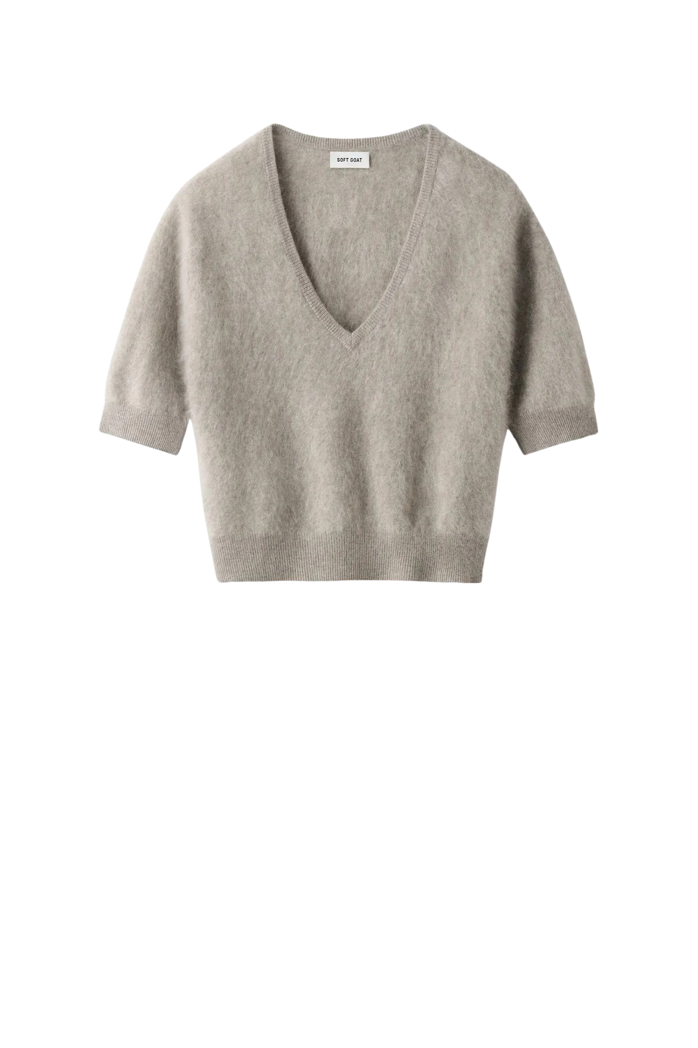 Shirt Brushed V-Neck in Greige