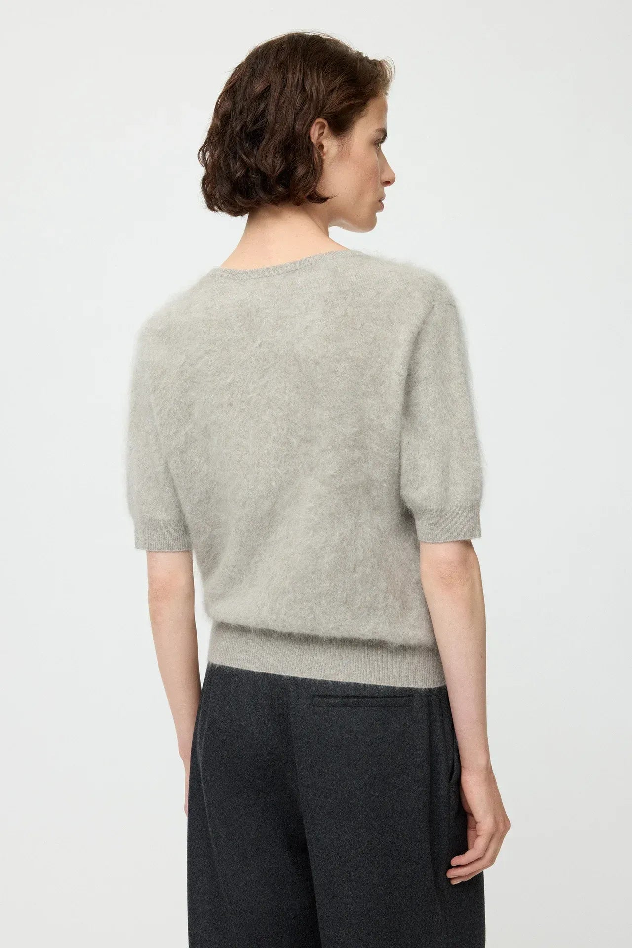 Shirt Brushed V-Neck in Greige