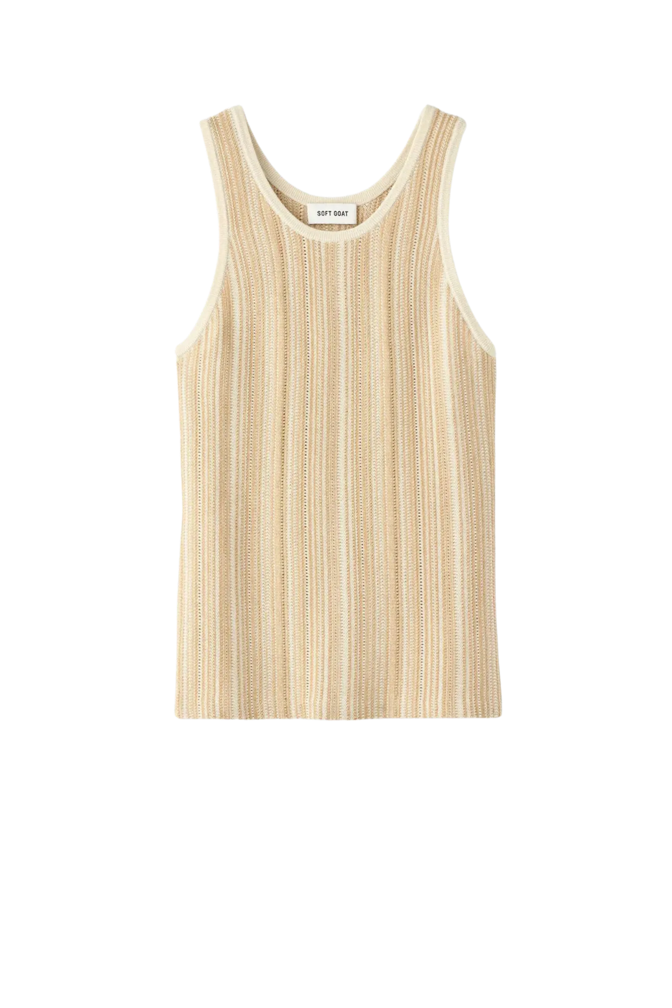 Top Textured Striped Singlet in Camel
