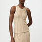 Top Textured Striped Singlet in Camel