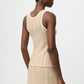 Top Textured Striped Singlet in Camel