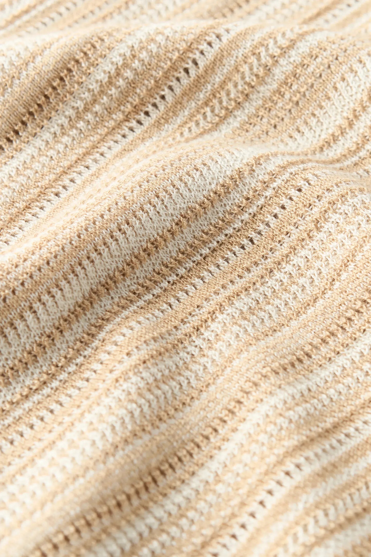 Top Textured Striped Singlet in Camel