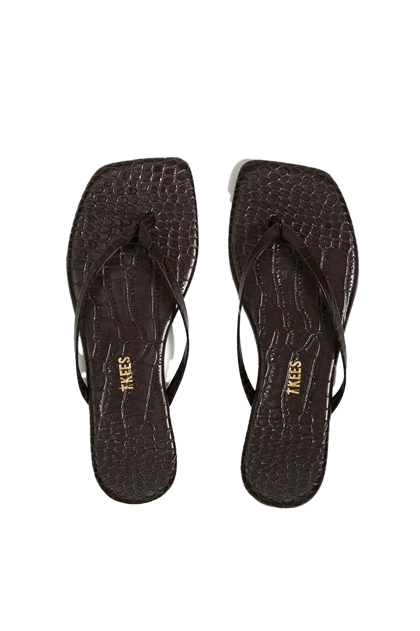 Flip-Flops Square Toe Lily Croc in Carob