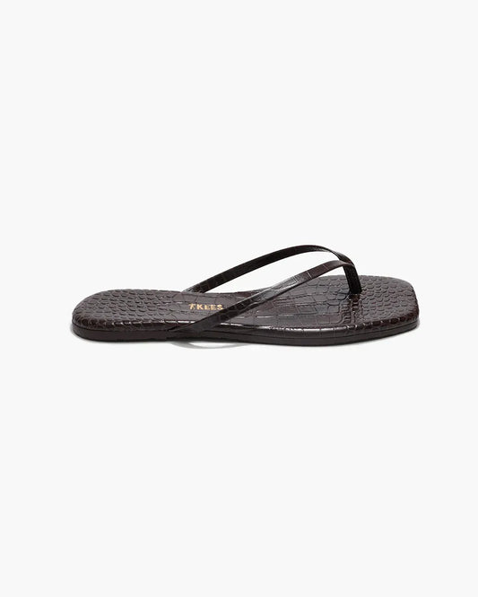 Flip-Flops Square Toe Lily Croc in Carob