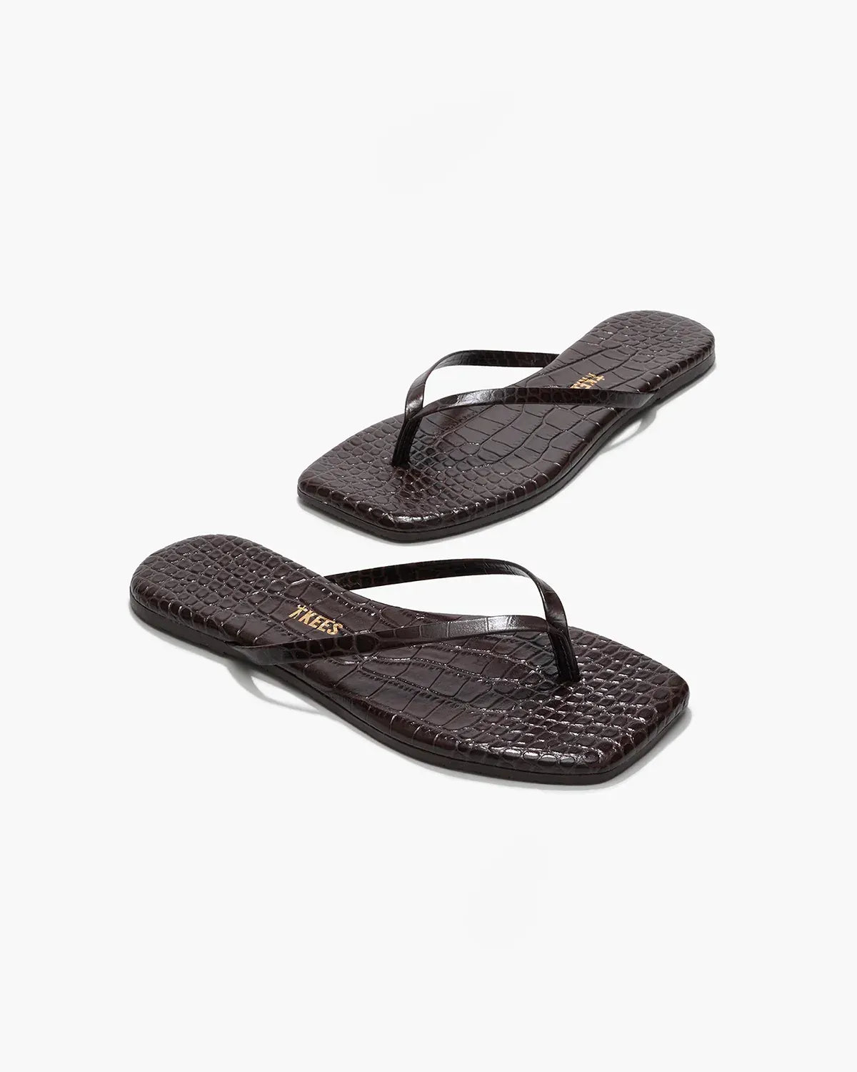 Flip-Flops Square Toe Lily Croc in Carob