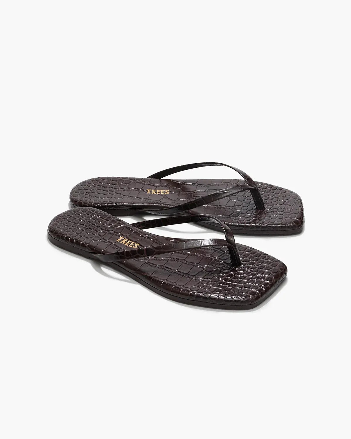 Flip-Flops Square Toe Lily Croc in Carob