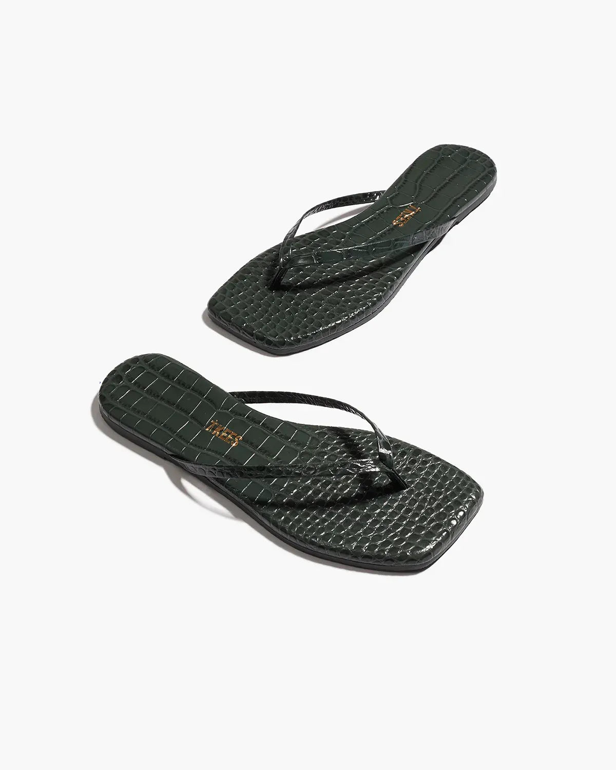 Flip-Flops Square Toe Lily Croc in Emerald