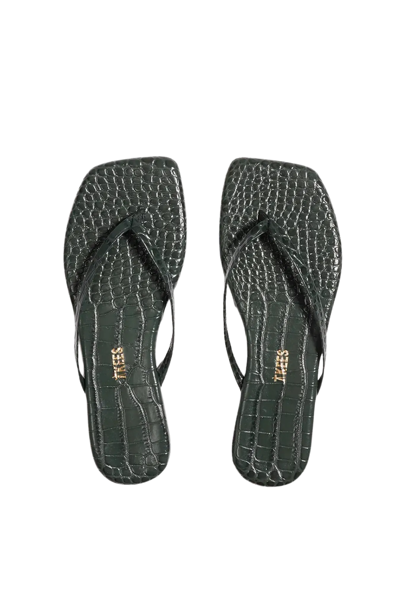 Flip-Flops Square Toe Lily Croc in Emerald