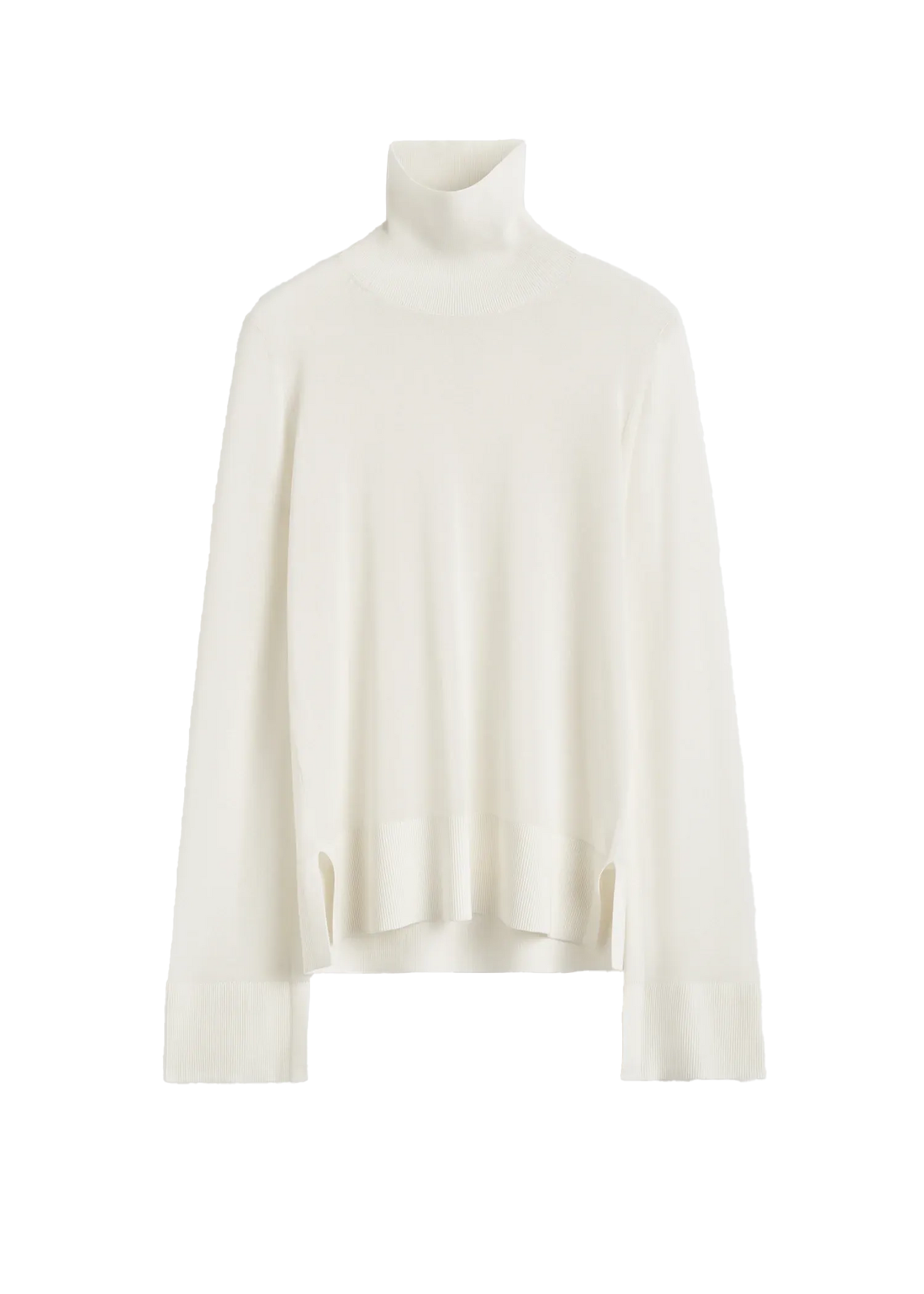 Pullover Slit Sleeve Turtleneck in White