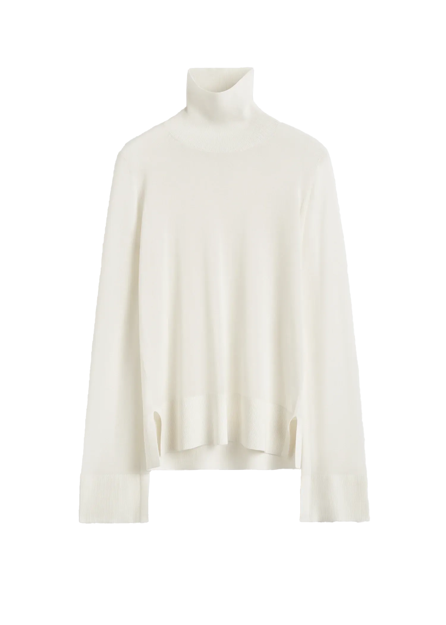 Pullover Slit Sleeve Turtleneck in White