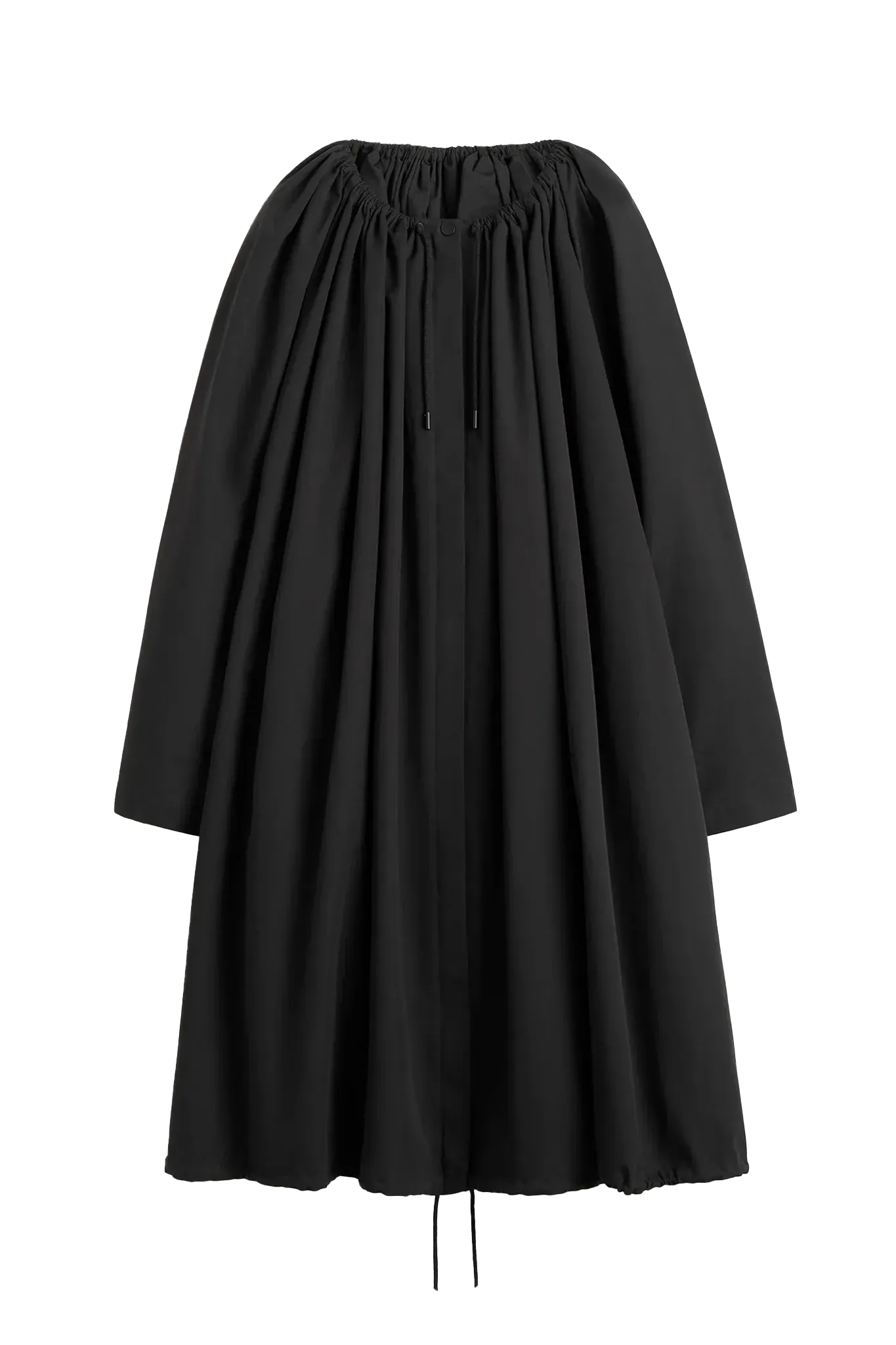 Gathered Parachute coat in black