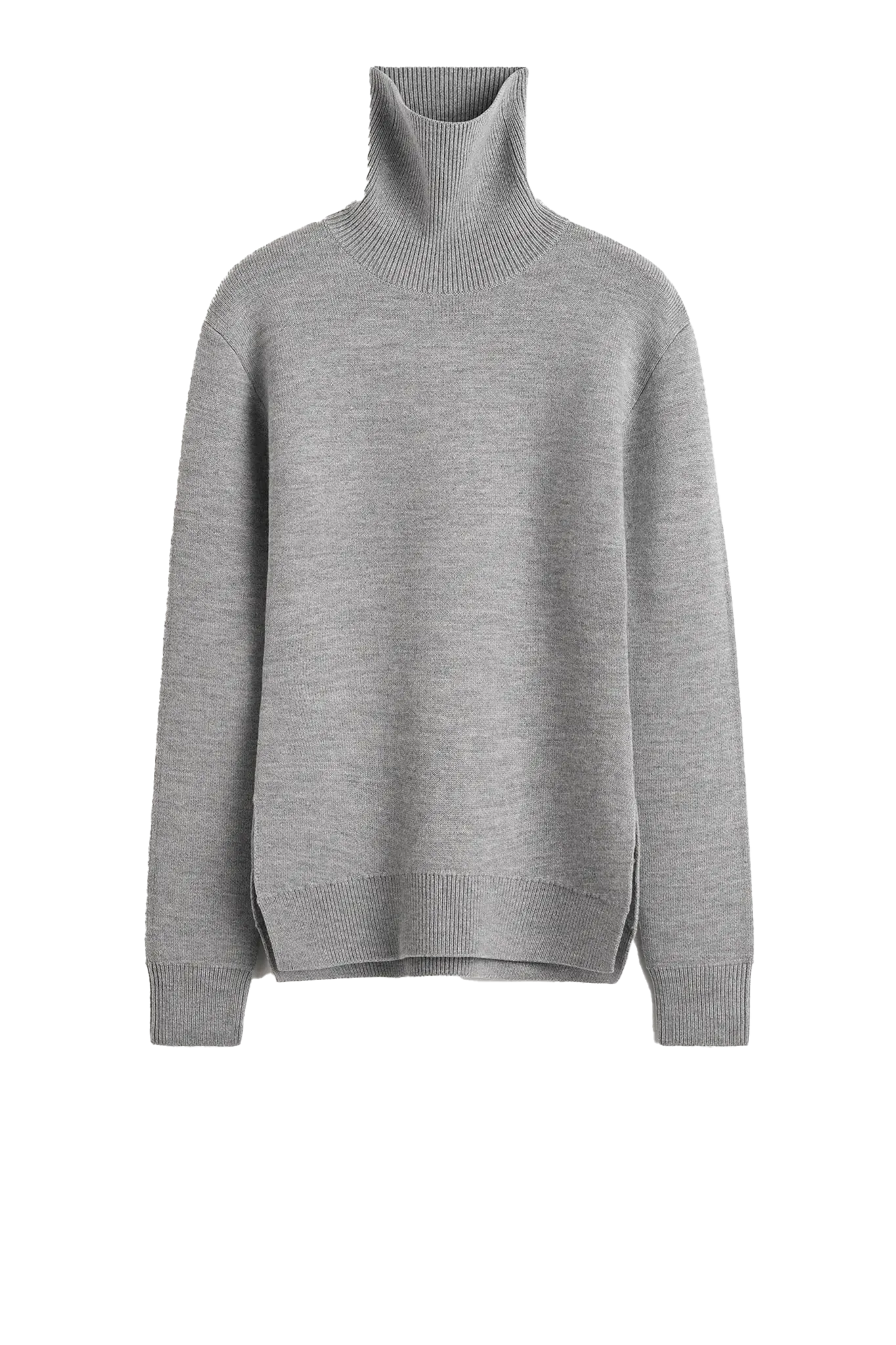 Pullover High-Neck Double Knit in Pale Gray Melange