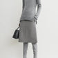 Pullover High-Neck Double Knit in Pale Gray Melange