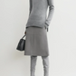 Pullover High-Neck Double Knit in Pale Gray Melange