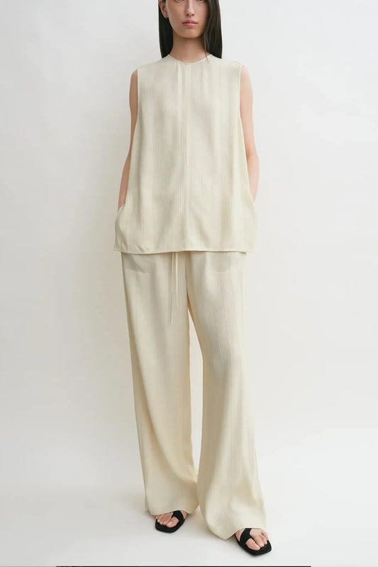 Top Woven Stripe in Ecru