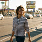 Bluse Jenna in Brown-Blue Stripe