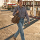 Bluse Jenna in Brown-Blue Stripe