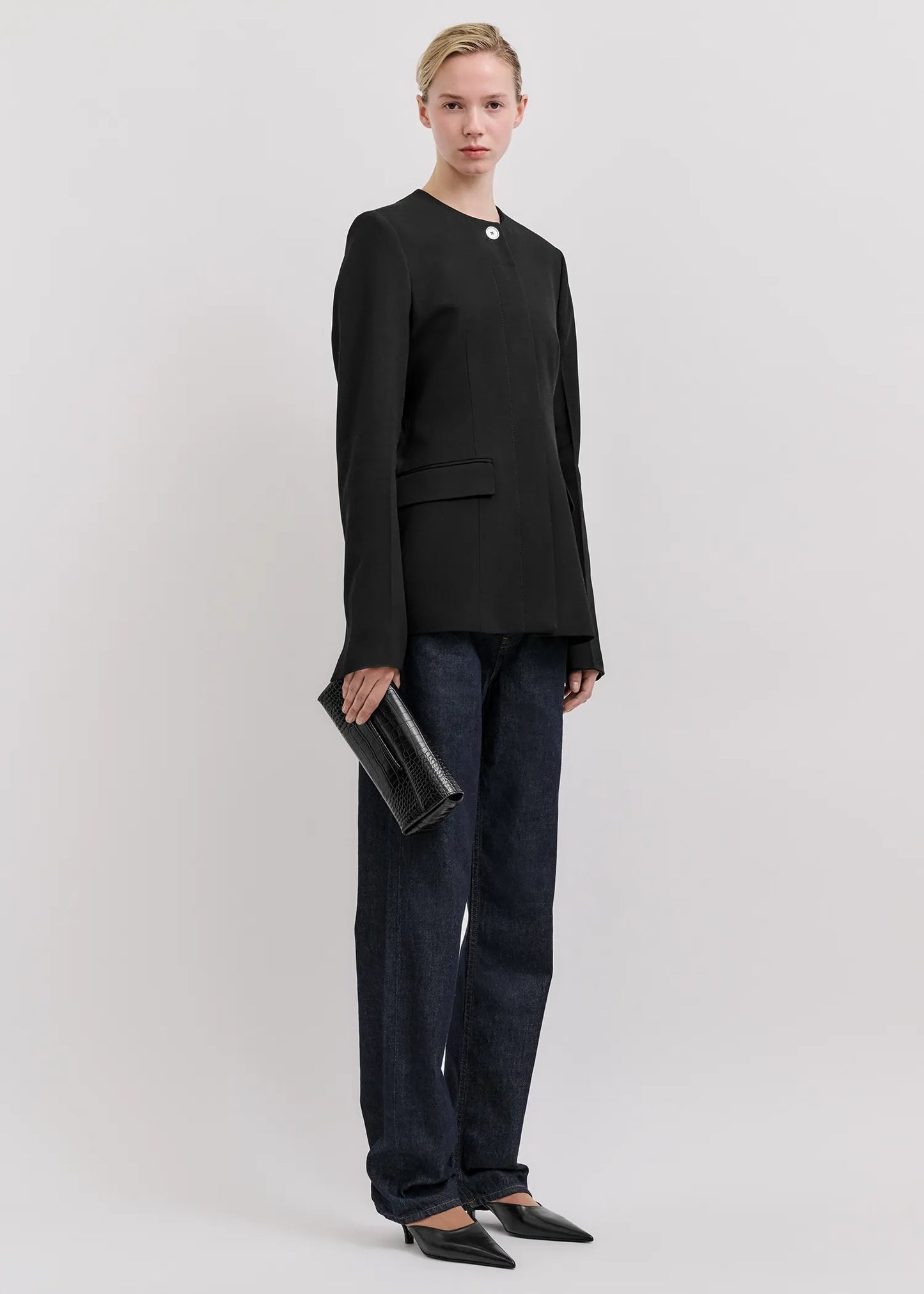 Clutch Soft Croco-Embossed in Black