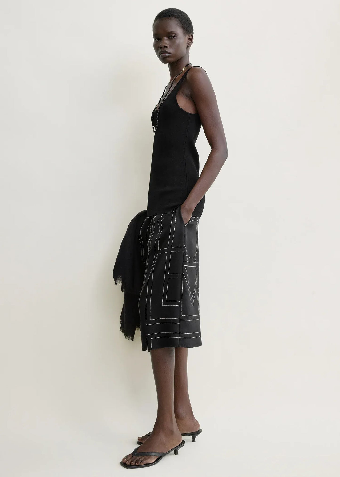 Hose Monogram Silk PJ Culottes in Black