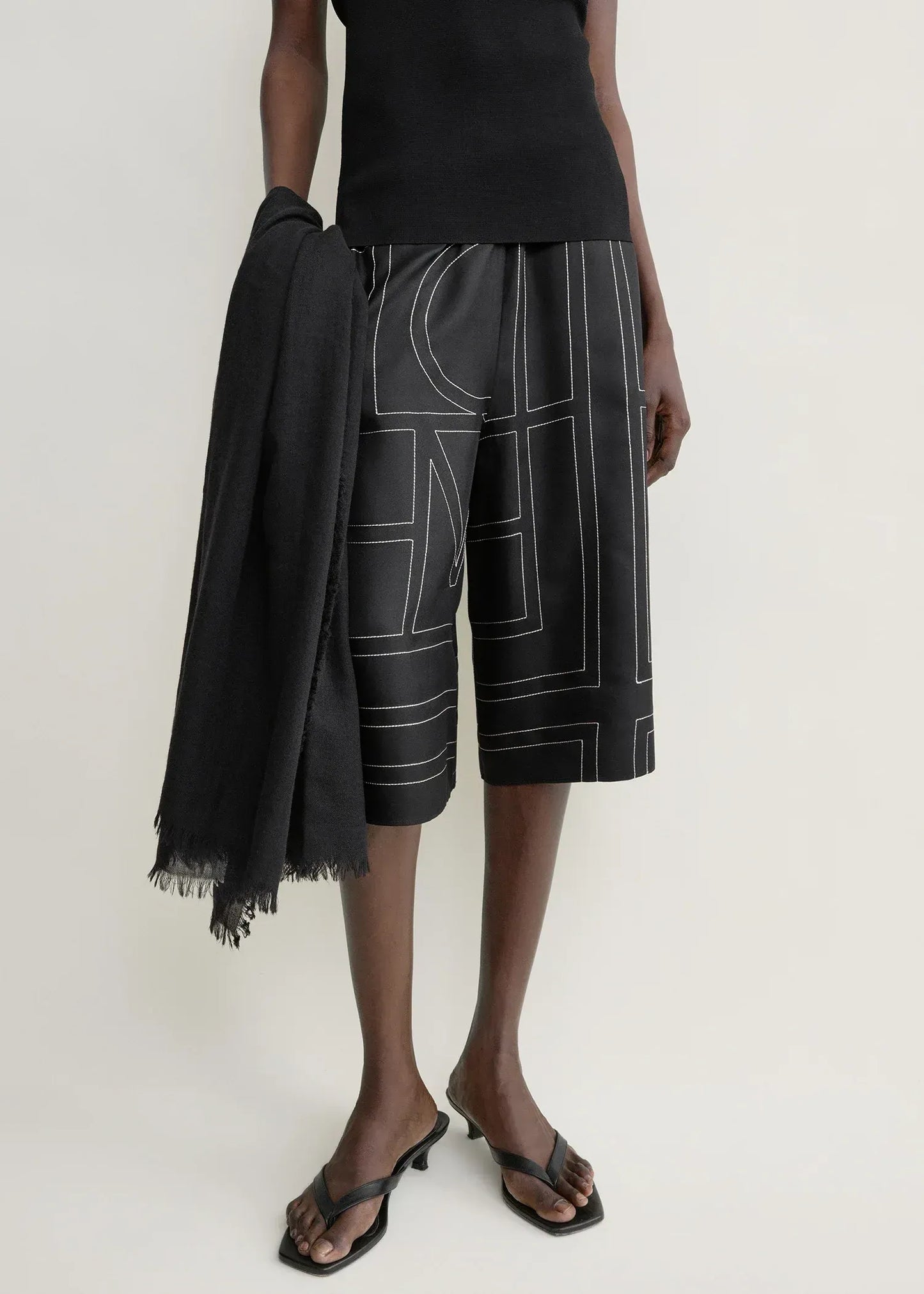Hose Monogram Silk PJ Culottes in Black