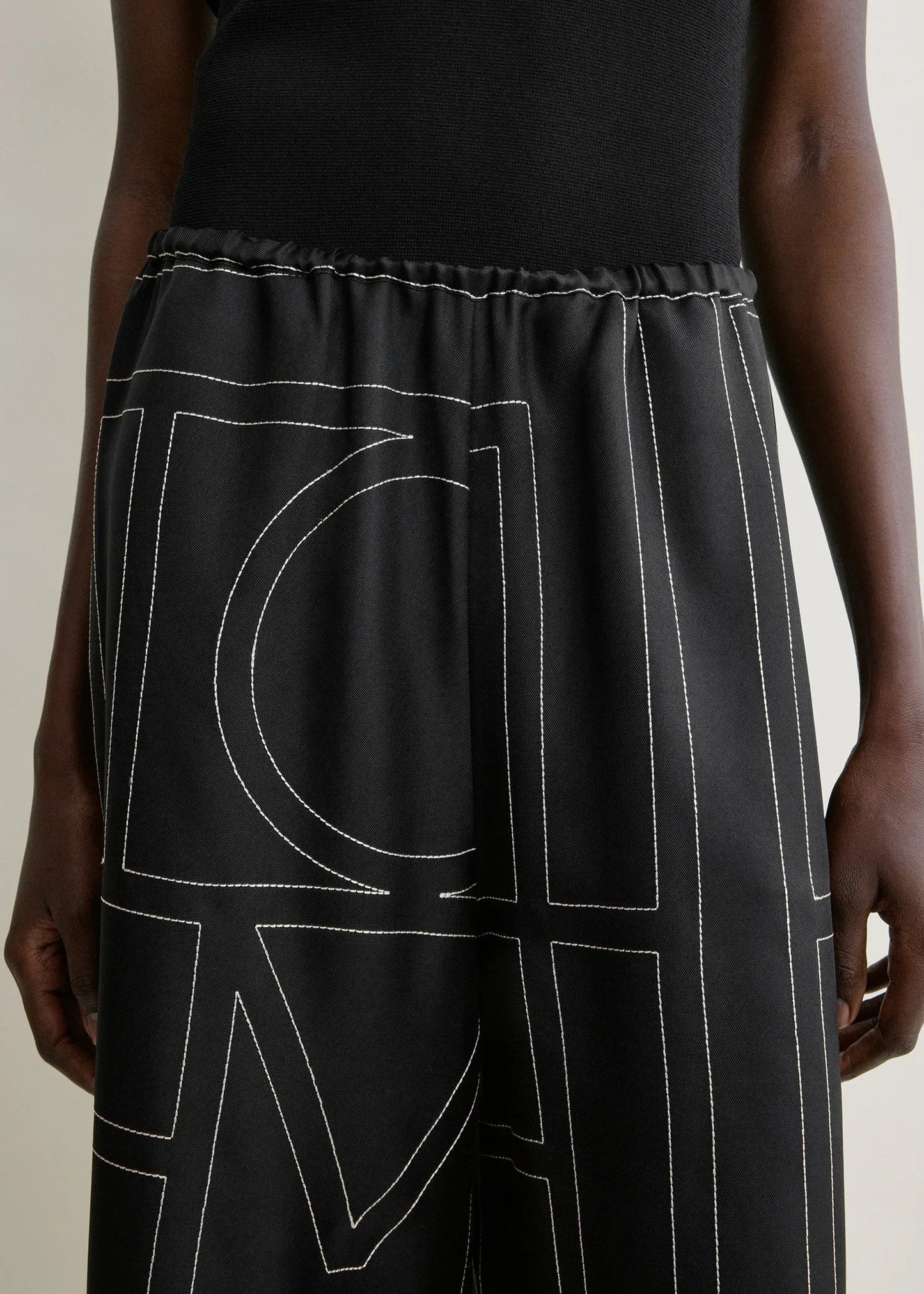 Hose Monogram Silk PJ Culottes in Black