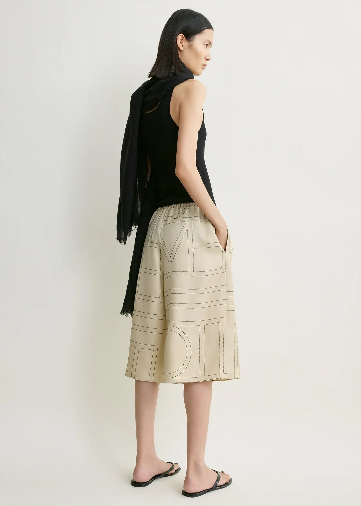 Hose Monogram Silk PJ Culottes in Ivory