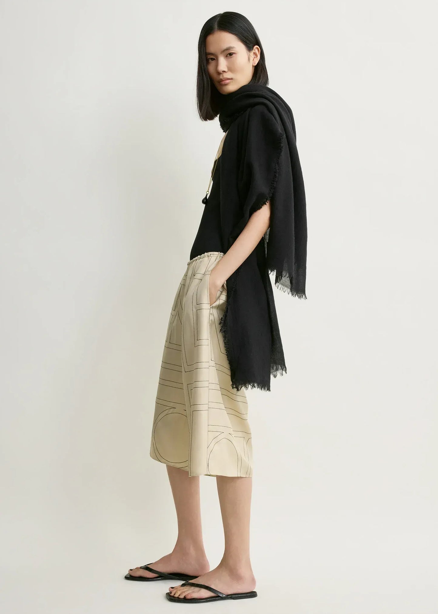 Hose Monogram Silk PJ Culottes in Ivory