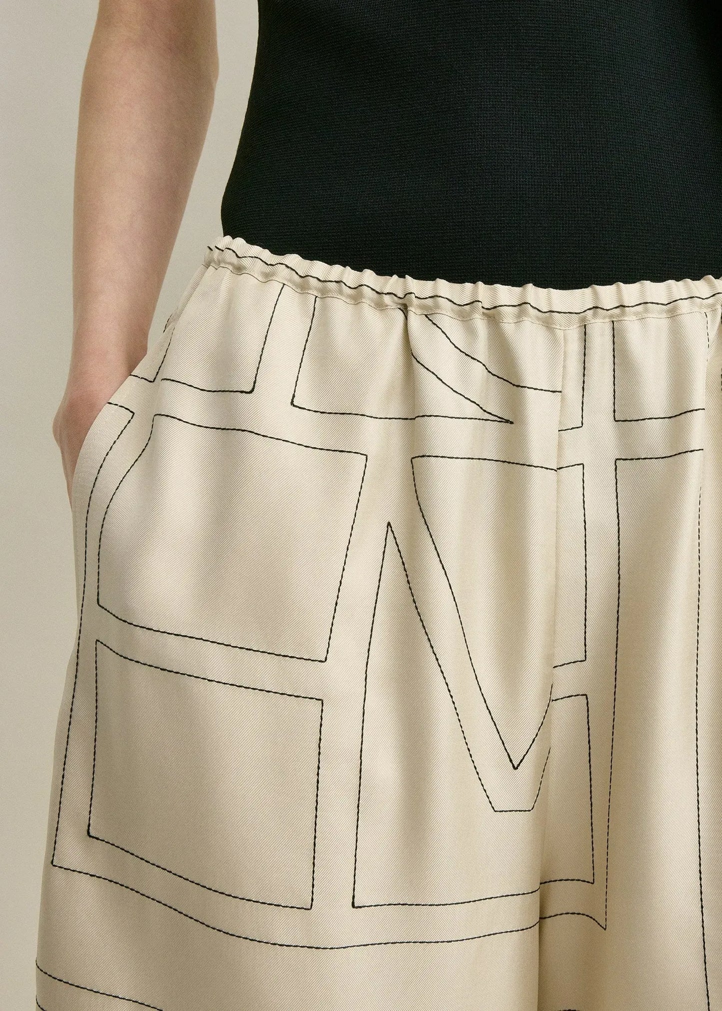 Hose Monogram Silk PJ Culottes in Ivory