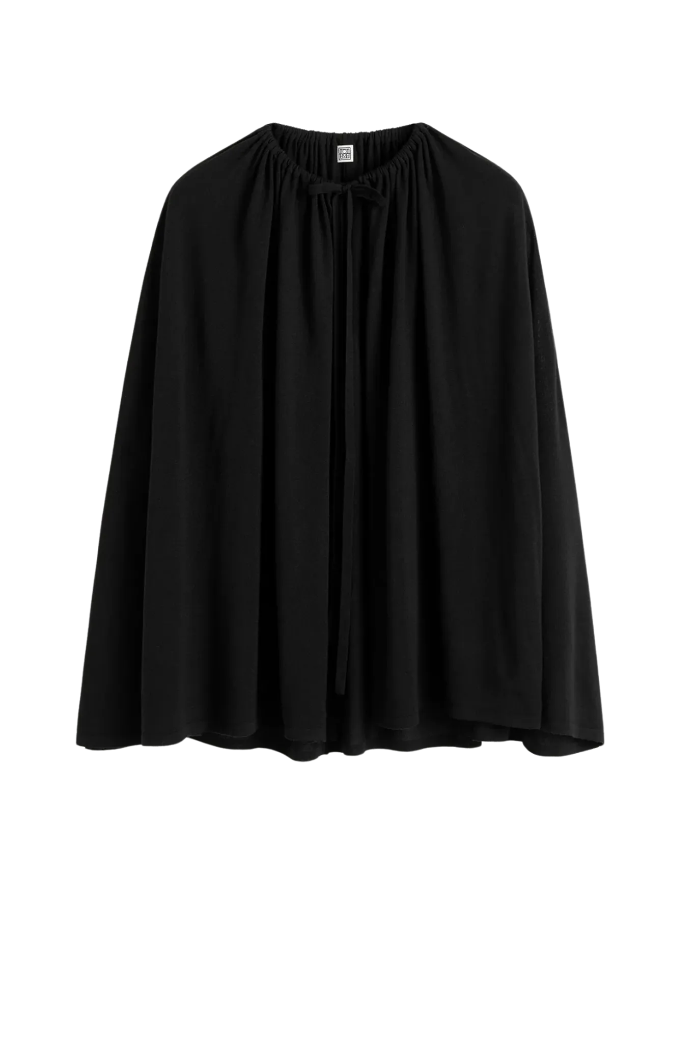 Cardigan Drawstring Cape in Black