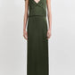 Kleid V-Neck Slip in Bottle Green