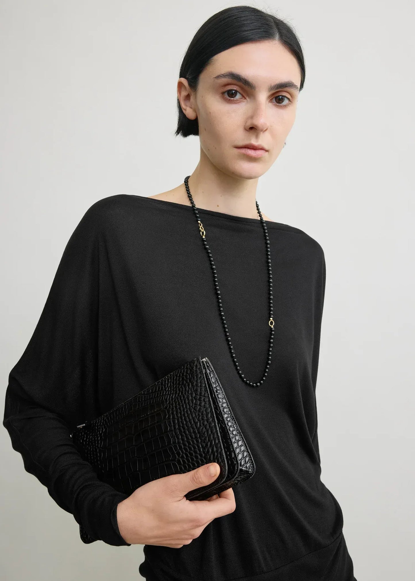 Longsleeve Boatneck Jersey in Black