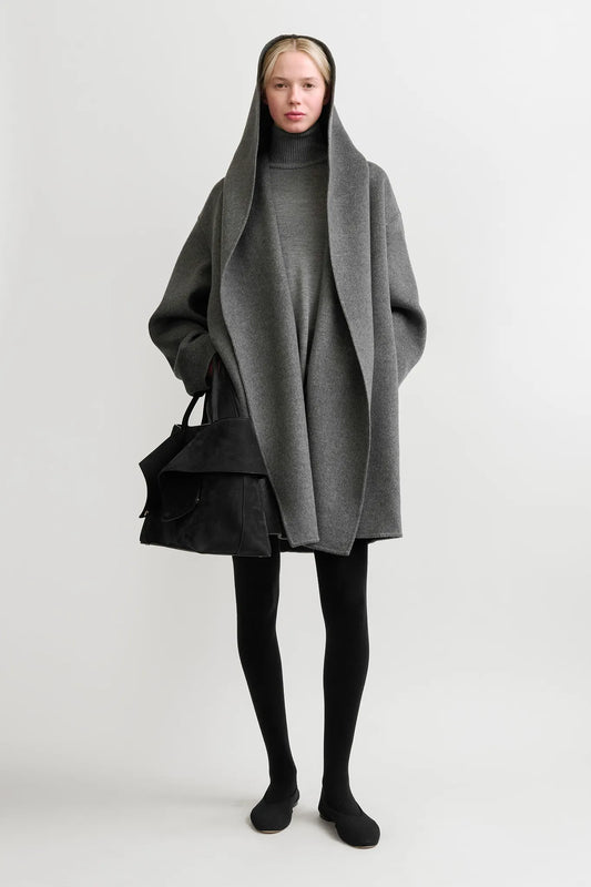 Mantel Hoodie in Pale Grey Mélange