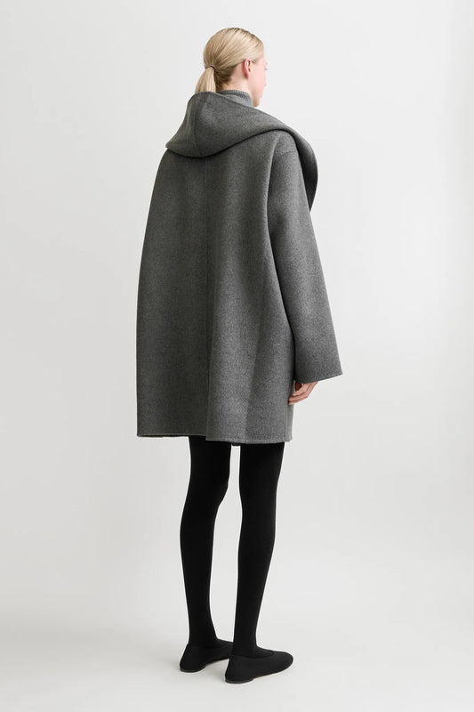 Mantel Hoodie in Pale Grey Mélange