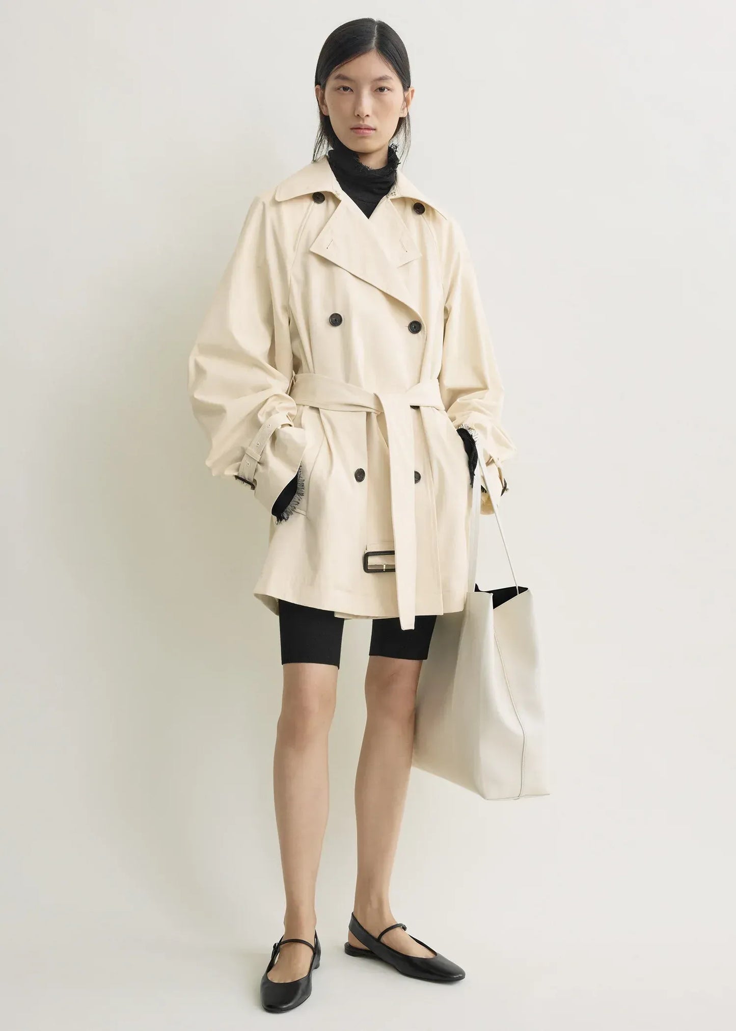 Mantel Washed Cotton Trench in Stone