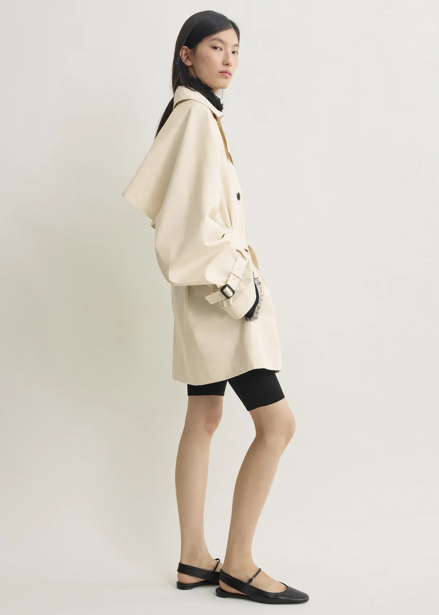 Mantel Washed Cotton Trench in Stone