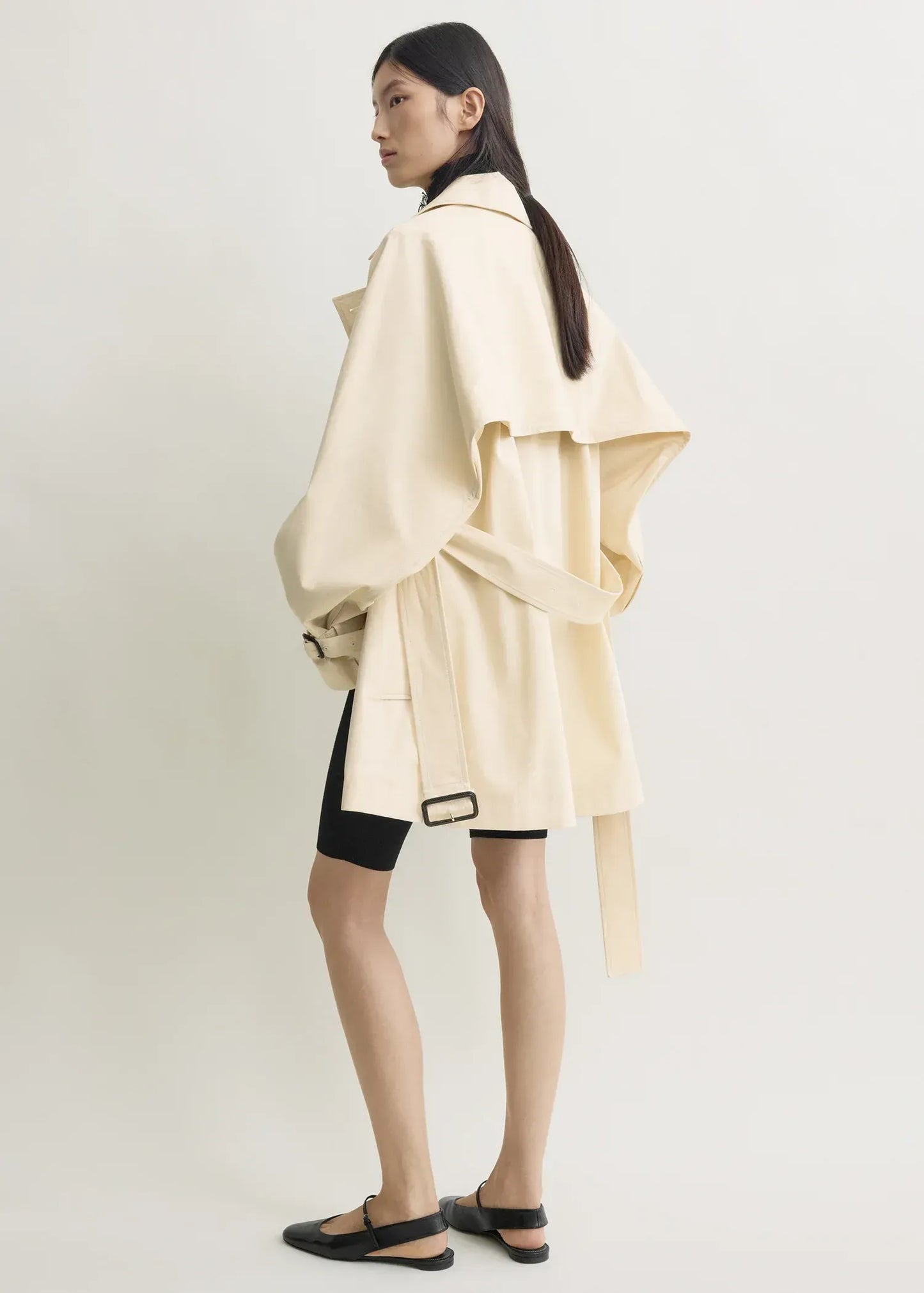 Mantel Washed Cotton Trench in Stone