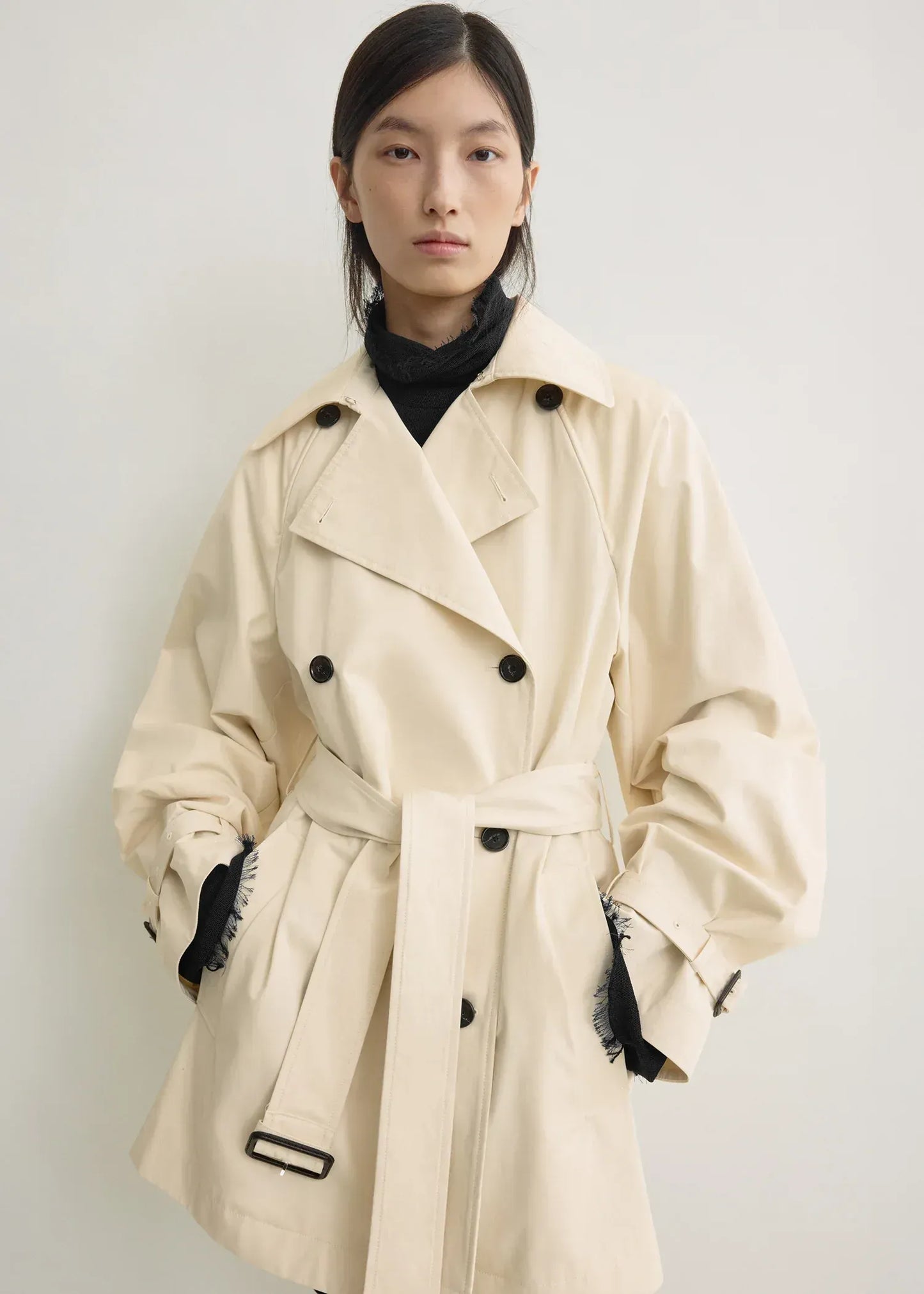 Mantel Washed Cotton Trench in Stone