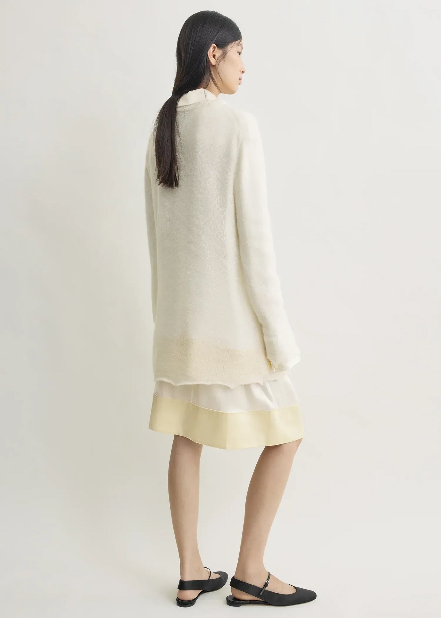 Pullover Long Open Weave in Off-White