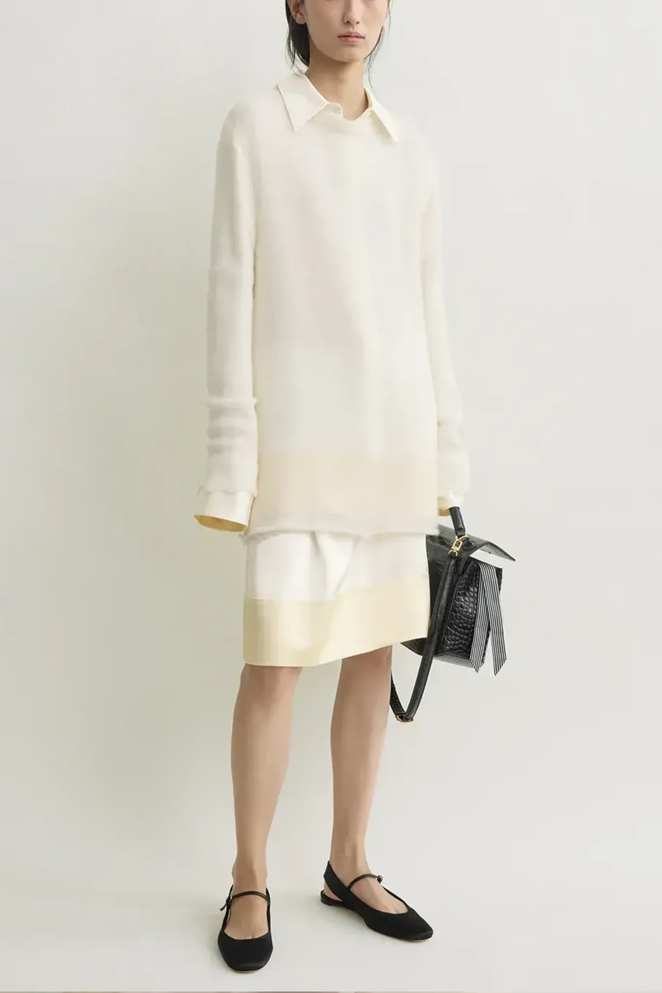 Pullover Long Open Weave in Off-White