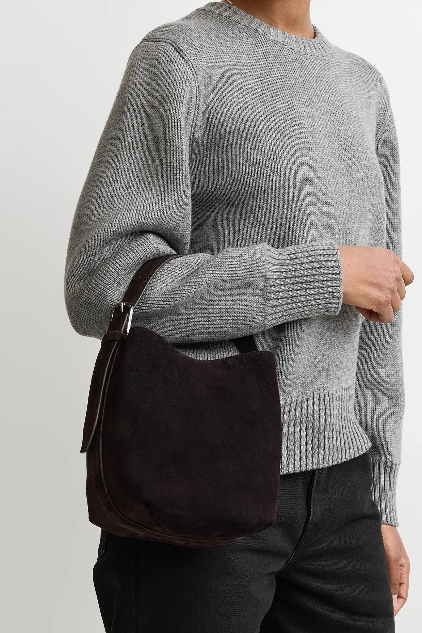 Tasche Petite Belted Suede Tote in Espresso