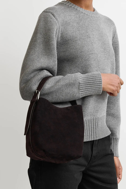 Tasche Petite Belted Suede Tote in Espresso