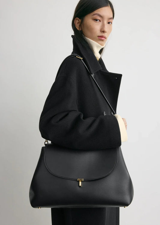 Tasche T-Lock Leather Satchel in Black
