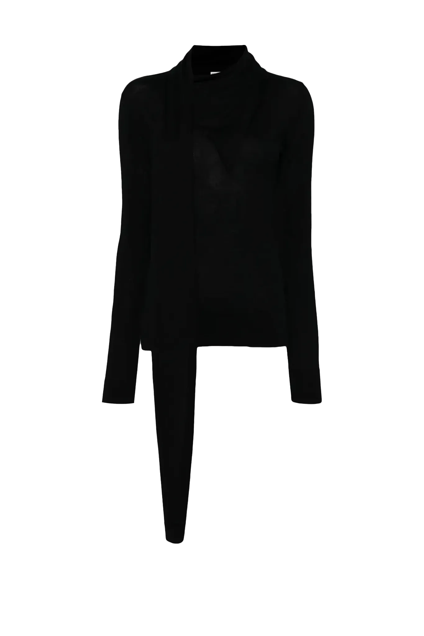 Pullover Draped-Scarf Fine Knit in Black