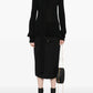 Pullover Draped-Scarf Fine Knit in Black