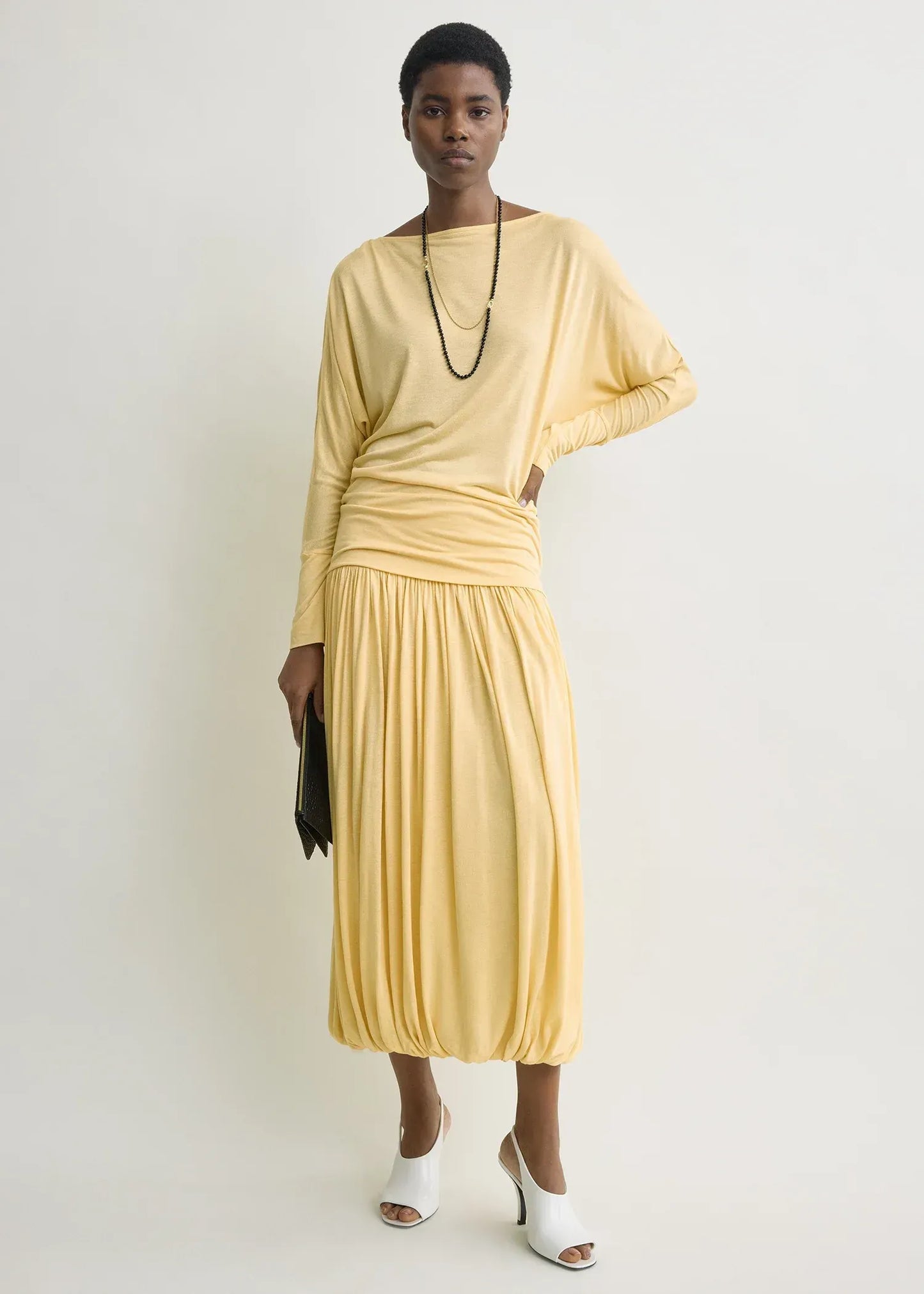 Longsleeve Boatneck Jersey in Champagne
